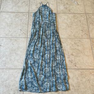 LOFT Outlet blue/green and white paisley maxi dress.
